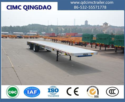 China Cimc 2 Axles Aluminum Flat Bed Container Semi Trailer - China Tri ...