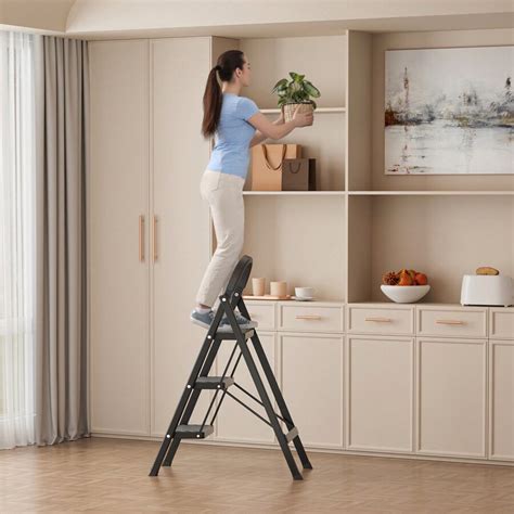 AYYUFE Escalera de tijera, taburete plegable de 3 escalones, escalera ...
