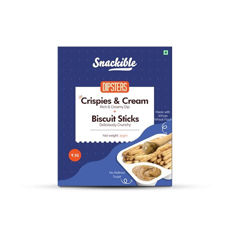 Snackible Biscuit Sticks with Crispies& Cream Dip - 30gm (Pack of 5 ...