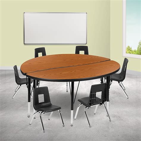 Flash Furniture Emmy 47.5-in Circle Wave Flexible Laminate Activity ...