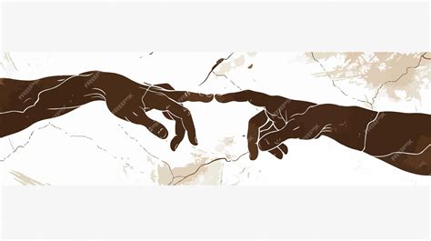 The Creation of Adam Hand to Hand Silhouette Drawing | Premium AI ...