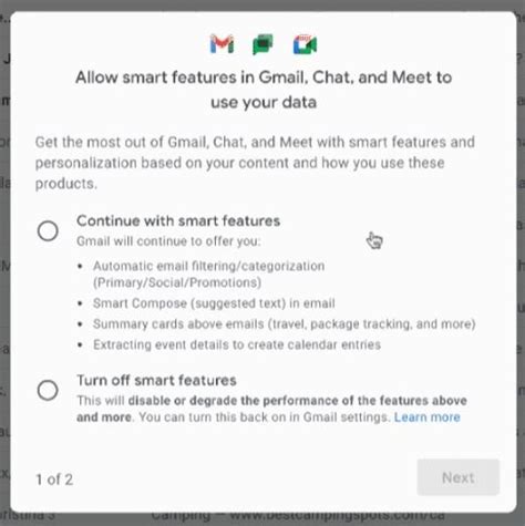 Gmail laat gebruikers pop-up zien met keuze om data te gebruiken voor ...