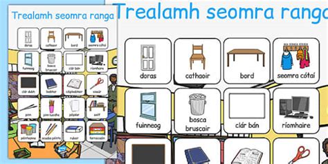 Trealamh seomra ranga Vocabulary Poster Gaeilge - Twinkl