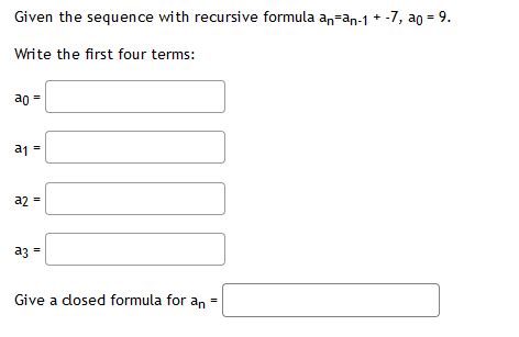 Image result for Finding Recursive Formula When Given Two Terms