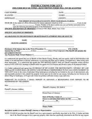 Fillable Online pbso palm beach county sheriff levy form Fax Email ...