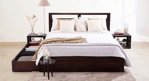 Urban Ladder Strata Solid Wood Queen Drawer Bed, 207 cm x 170.2 cm (6. ...