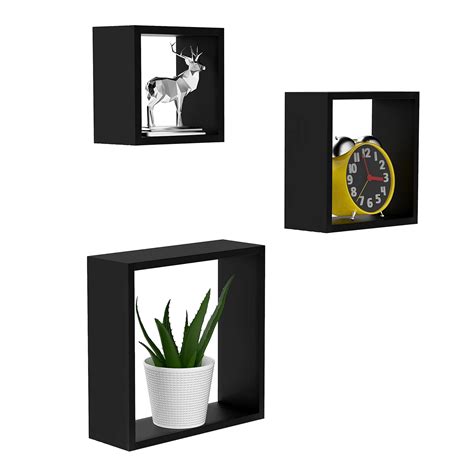 Home Sparkle Wall Mounted Floating Shelves 3 Set Decorative Cube ...