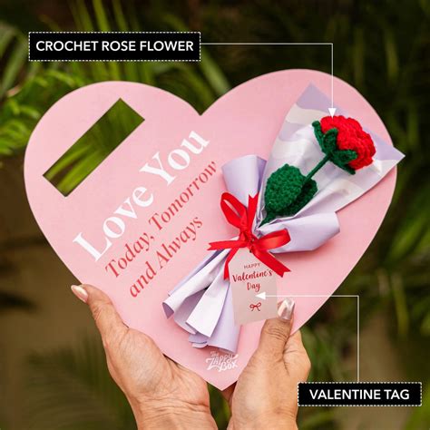 Single Rose Bouquet - Crochet Rose Flower Guldasta | The Zappy Box