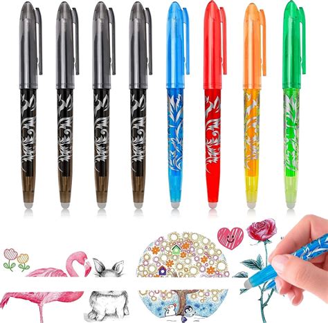 8 Erasable Pens Blue - Eraser Pen Rub Out Pens, Erasable Pen with ...