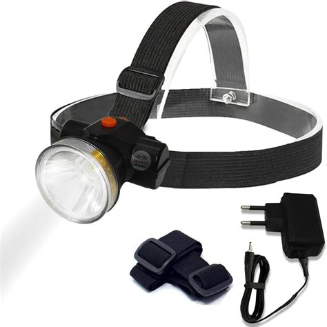DUA EXPORT Safety Helmet with Torch Light Rechargeable Headlamp, Bright ...