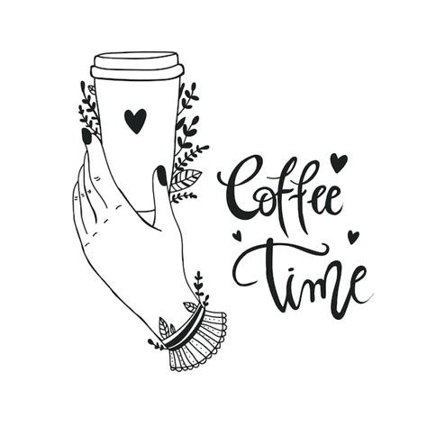 Plakat herausnehmen Kaffeetasse mit handgezeichneter Beschriftung ...