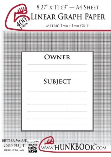 Buy Linear Graph Paper, 1mm Grid (MSL1A-400 pages): A4 Sheet Book ...