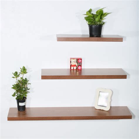Set of 3 Modern and Contemporary Floating Shelf JD Walnut - Walmart.com