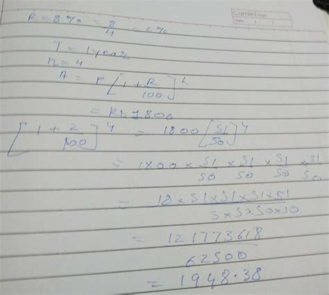 Find the amount to be paid at the end of 6 months on Rs.1800 at 8% p.a ...