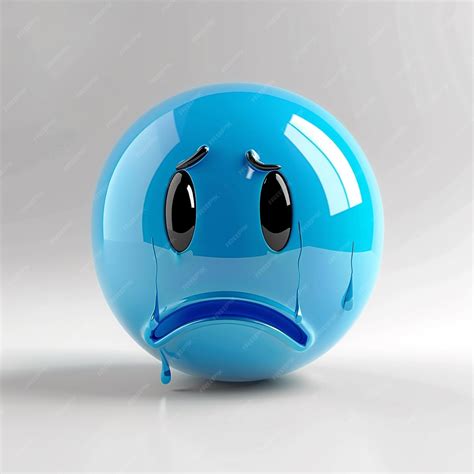 Blue crying face emoji | Premium AI-generated image