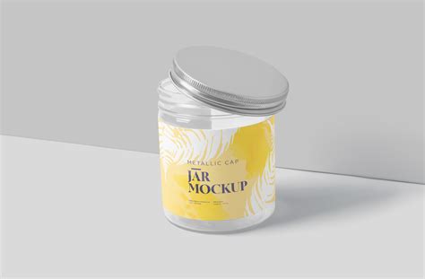 Clear Glass Jar Mockup with Metallic Lid | ZippyPixels