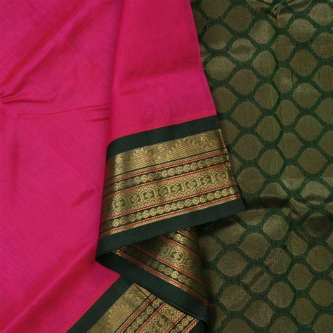 Hayagrivas Magenta Pink Pure Silk Cotton Saree with Karum Pachai Borde ...