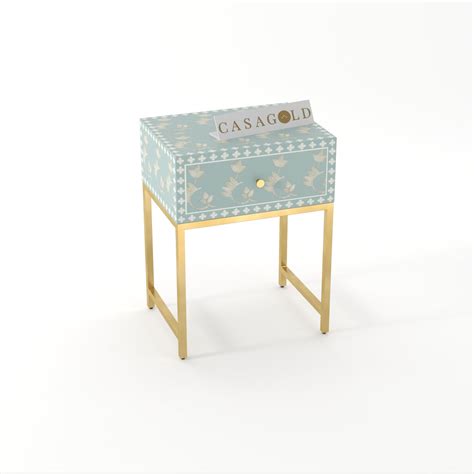 Bone Inlay Bedside Table - Overlay Floral – CasaGold