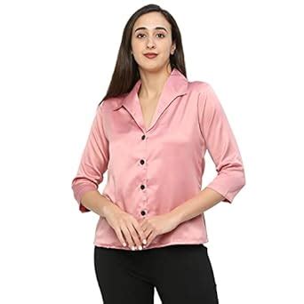 Buy Smarty Pants Women's Silk Satin Rose Gold Color Long Point Collar ...