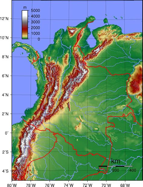 Andes Mountains Physical Map