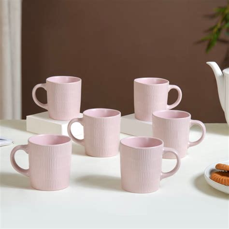 Matte Pink Ceramic Mug Set Of 6 220ml Online - Premium Coffee Mug ...