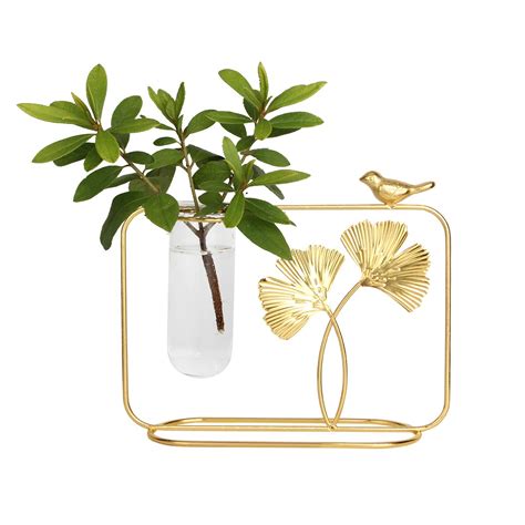 HoroM Desktop Plant Terrarium with Metal Stand and Glass Vase, Bird ...