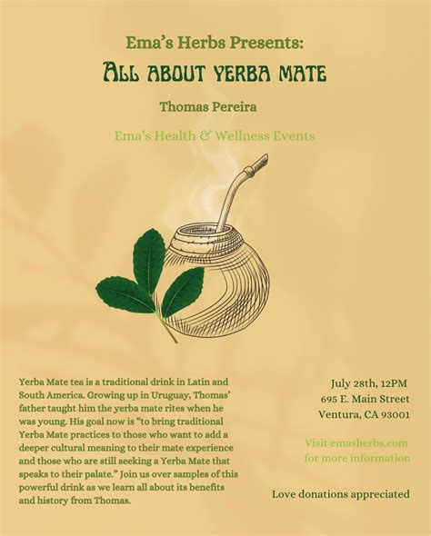 All About Yerba Mate with Thomas Pereira, 695 E Main St, Ventura, CA ...