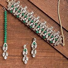 ZAVERI PEARLS Antique Gold Tone Stones And Pearls Traditional Choker ...