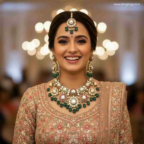 Emerald Hoormi Kundan Jewellery Set – Bling Bag