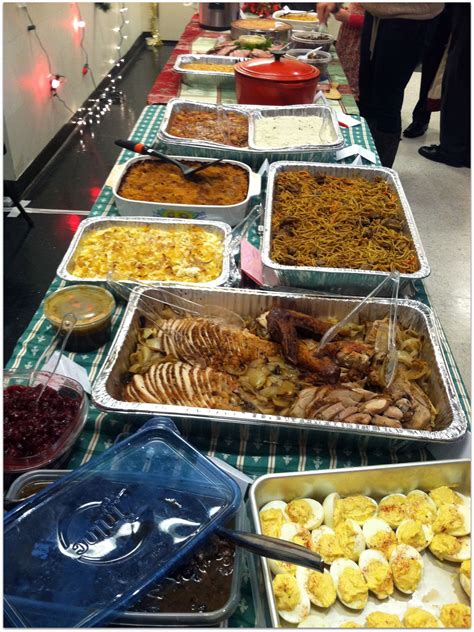Potluck Spread with Delicious Main Dishes