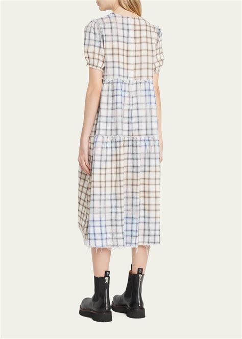 R13 Shredded Plaid Midi Dress - Bergdorf Goodman