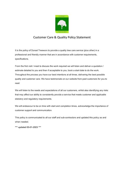 Weymouth Tree Surgeon | Policy and Certificate