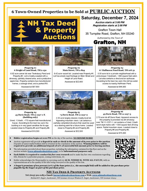 Grafton, NH Auction – Dec. 7, 2024 | NH Tax Deed & Property Auctions