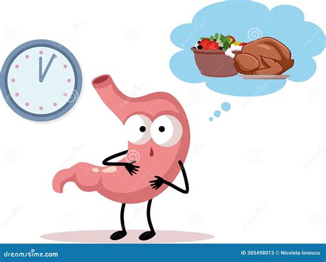 Hungry Stomach Expecting Food at the Mealtime Vector Character Illustration Stock Illustration ...