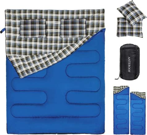 Amazon.com : Double Sleeping Bag 2 Person Sleeping Bags with 2 Pillows ...