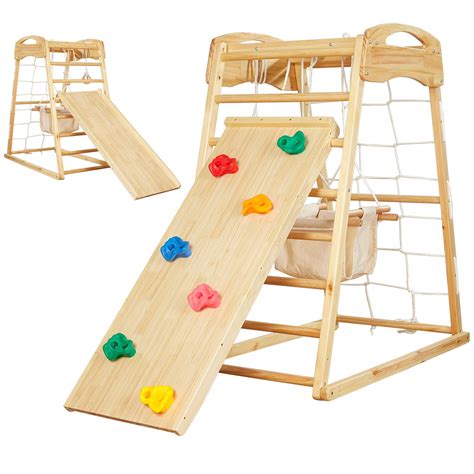 Buy FUNLIO Indoor Climbing Frame for Toddlers 2-5, Montessori Wooden ...