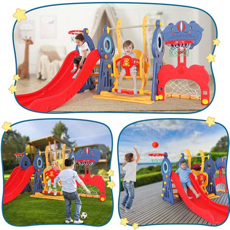 Naice Toddler Slide and Swing Set, 5 in 1 Kids Slide Climber Indoor ...