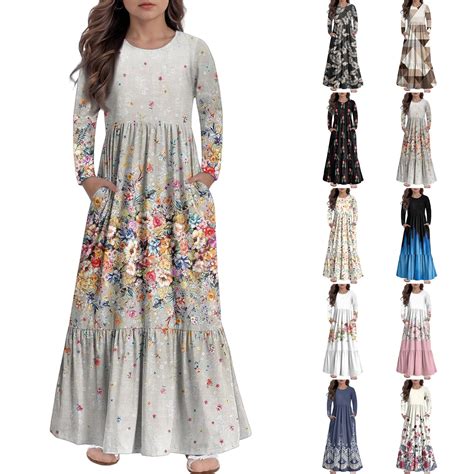 Drmagiyhm Maxi Dresses for Girl 2025 Size 10-12 Crew Neck Floral Print ...