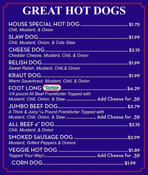 Hot Dogs Plus Menu at Erica Lynn blog