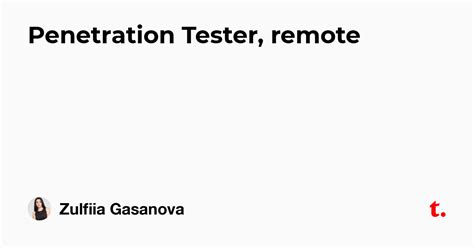 Penetration Tester, remote, from 3000$ — Teletype