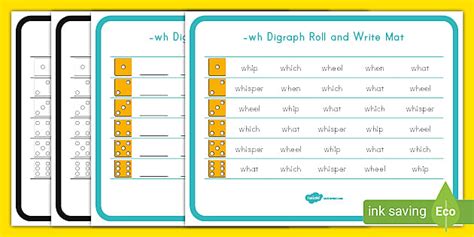 -wh Digraph Roll and Write Mat (teacher made) - Twinkl