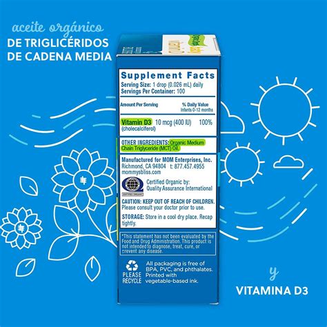 VITAMINA D PARA BEBES 400IU 3,24 ML 100 GOTAS MOMMYS BLISS – Bexo Perú