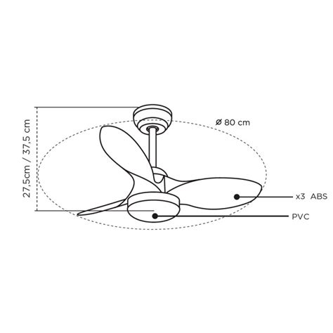 Stel Mini S Dim LED DC Ceiling Fan CCT 20W 1900Lm White - CristalRecord