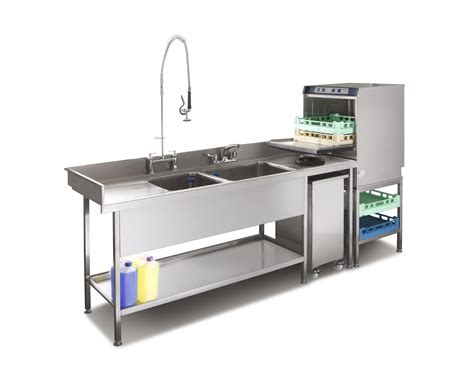 Pot wash sink and commercial dishwasher combination suitable for small ...