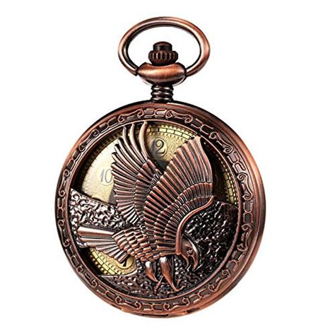 TREEWETO Mechanical Eagle Arabic Numerals Dial Skeleton Red Bronze Poc ...