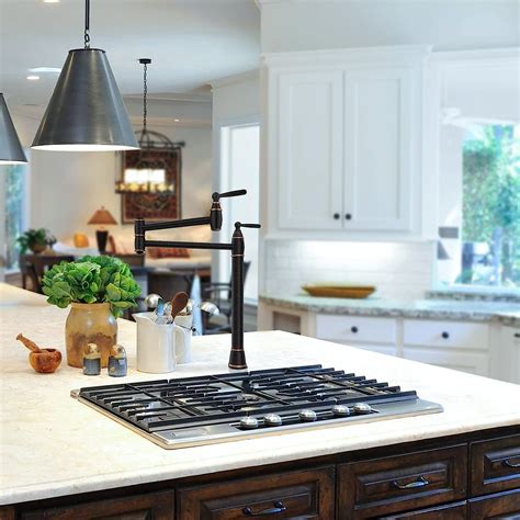 WOWOW Deck Mount Oil Rubbed Bronze Pot Filler Kitchen Folding Faucet ...