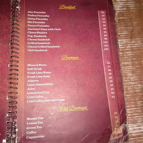 Menu at Jain Sweets, Malerkotla