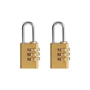 Volo 3 Digit Brass Re-Settable Combination Padlock/Password Lock ...