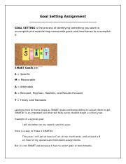 Image result for Goal Setting Assignment
