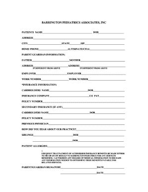Fillable Online BARRINGTON PEDIATRICS ASSOCIATES, INC Fax Email Print ...